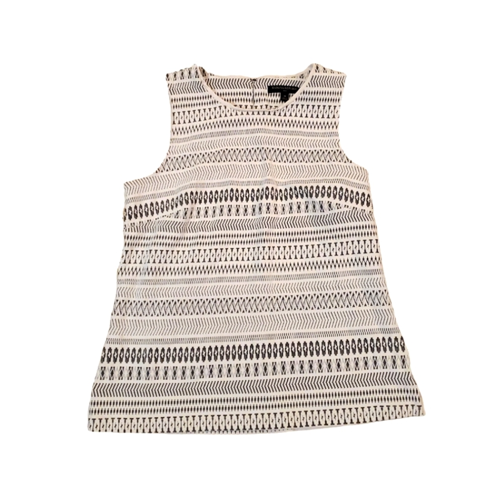 Banana Republic Women's White‎ Tribal Print Textured Fabric Top Medium